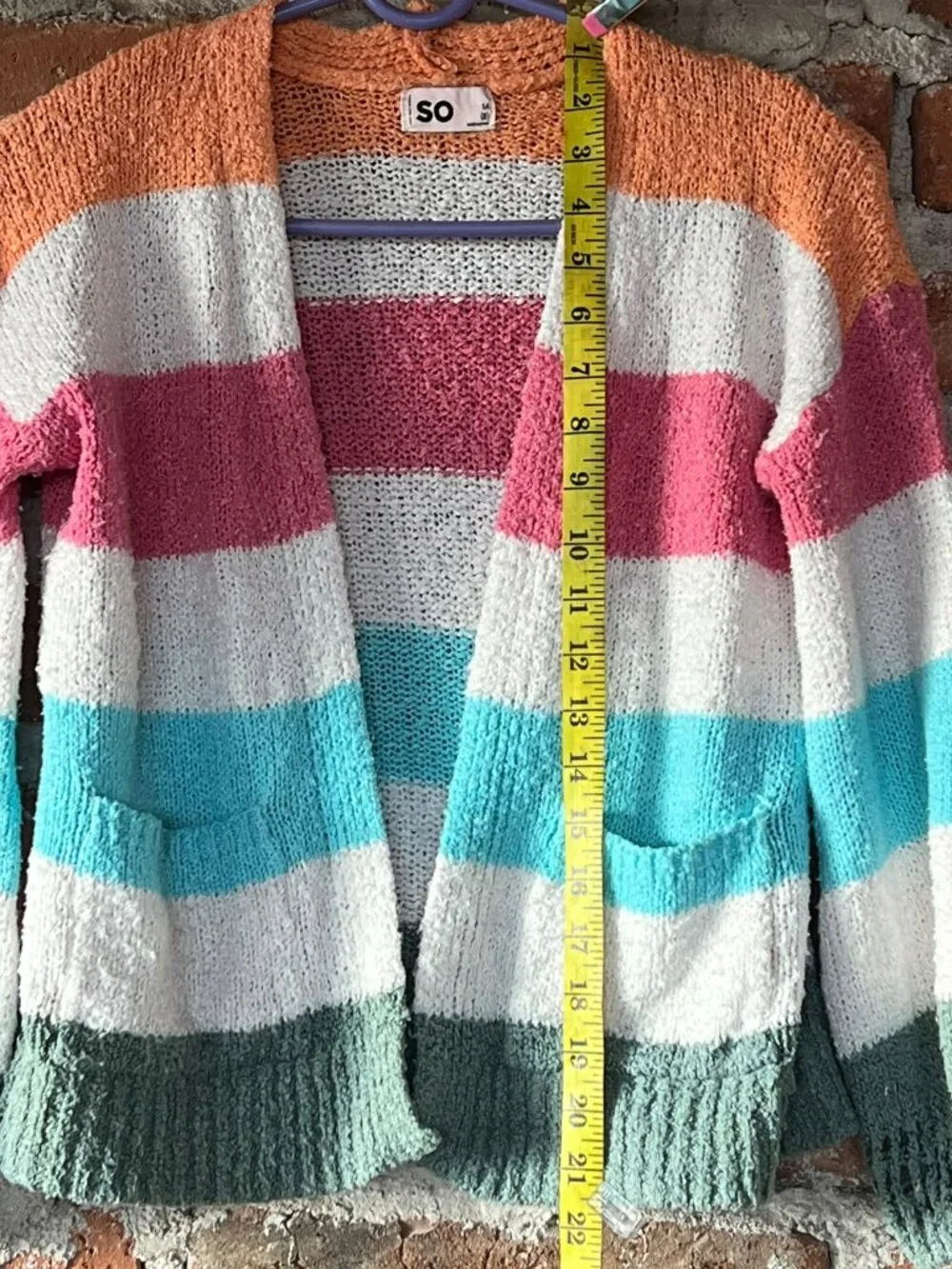 Authentic American Heritage Striped Open Front Cardigan Multicolor Knit Sz L M